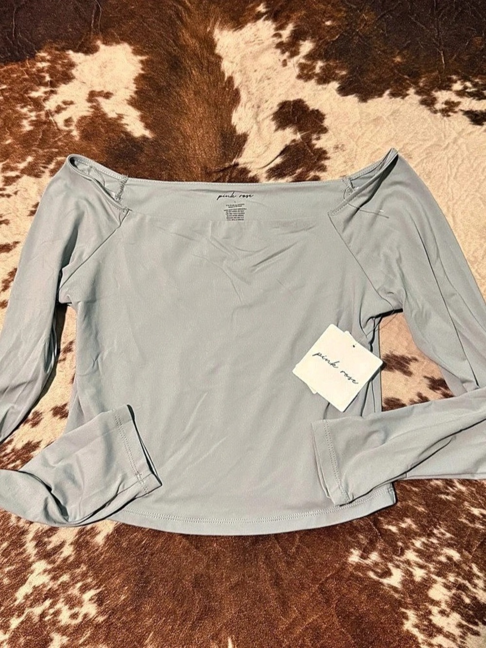 Pink Rose Long Sleeve Top in Green Size Large NWT